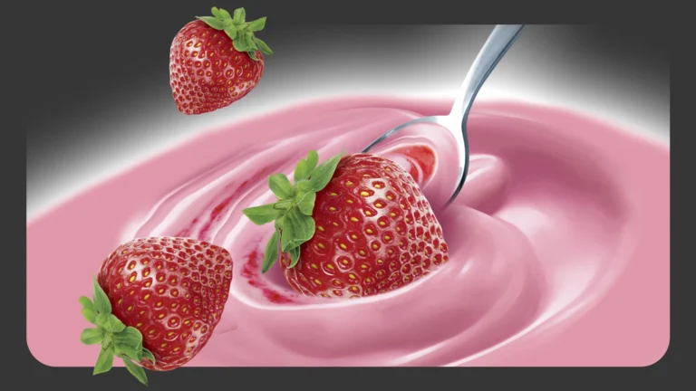 Ilustração de morango com yogurte