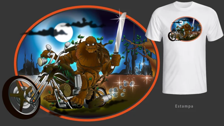 Ilustração de personagem para camiseta